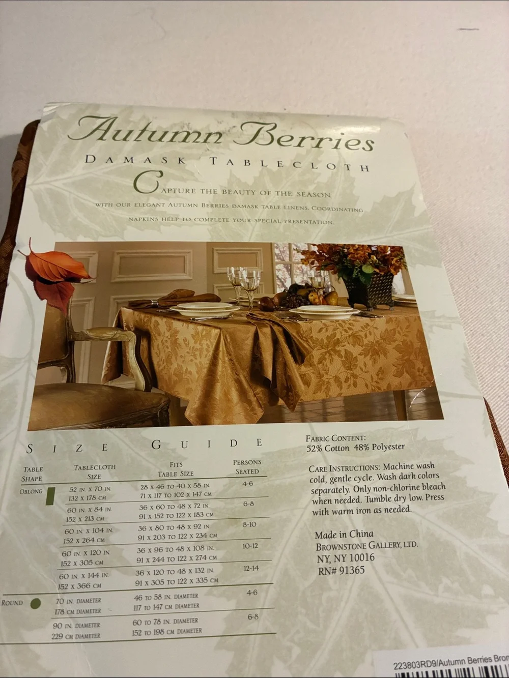 Damask Tablecloth - Copper Brown